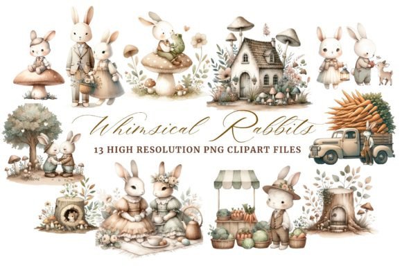 Download Whimsical Watercolor Woodland Rabbits - Whimsical Collection