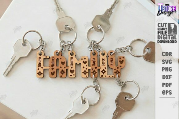 Download Family Name Keychains Laser Cut Kit |CNC - Laser cut kit Collection