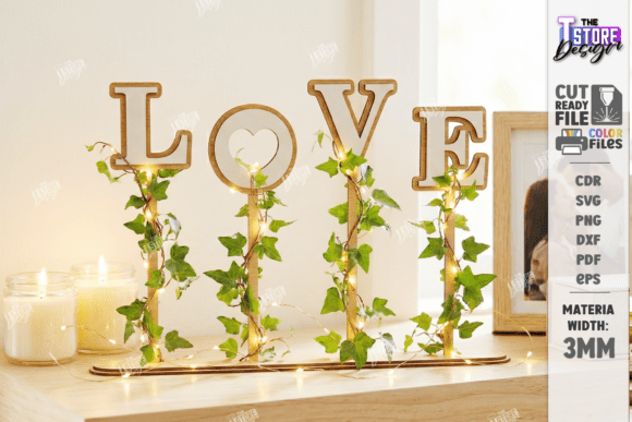 Download Love Table Decor Stand Laser Cut Kit SVG - Laser cut kit Collection