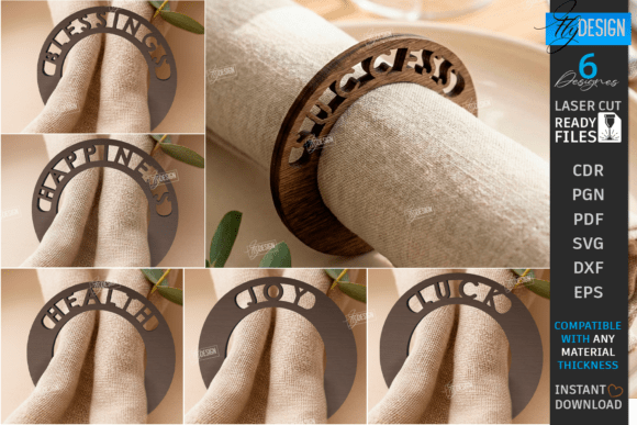 Download Round Napkin Rings Laser Cut Kit | CNC - Premium Bundle