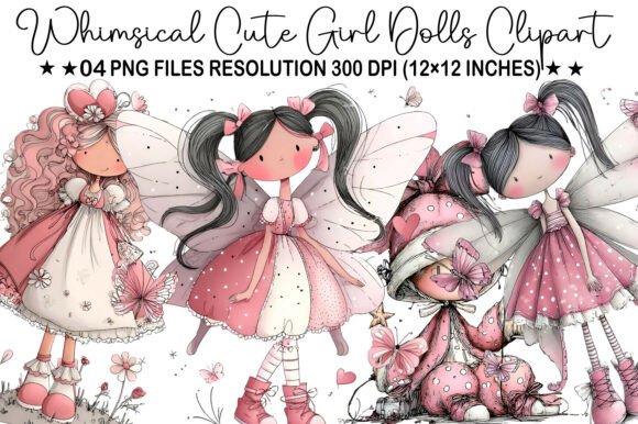 Download Whimsical Cute Girl Dolls Clipart - Whimsical Collection