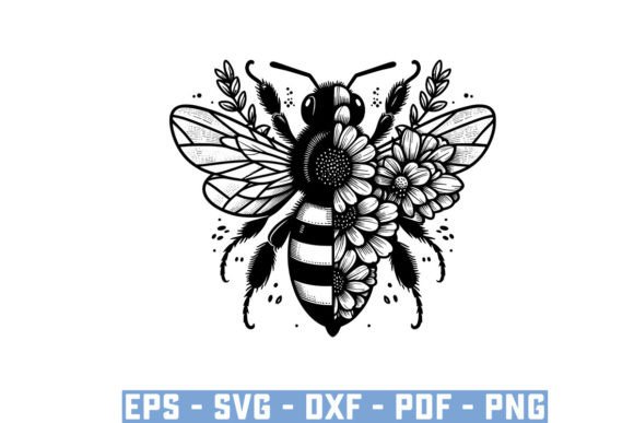 Download Gift Bee with Flowers Funny Vector Files - Vector files Collection