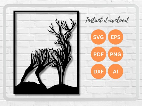 Download Deer Wall Art Laser Cut File SVG DFX PNG - Premium Bundle