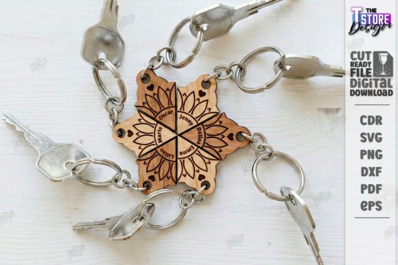 Download Family Name Keychains Laser Cut Kit |CNC - Laser cut kit Collection